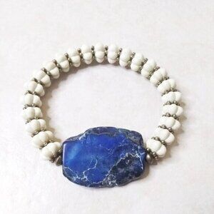 Gorgeous + Unique Statement Bracelet! Big, Bold & Chunky! Sea Sediment Jasper
